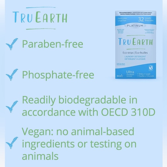 Tru Earth Platinum‎ Eco-Strips Laundry Detergent 32 Loads Fresh Linen - Picture 7 of 7